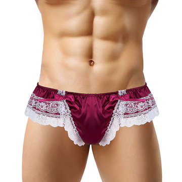 Men's Sissy Soft Satin Panties Lingerie / Sexy Floral Low-Rise Panties with Bowknots - EVE's SECRETS